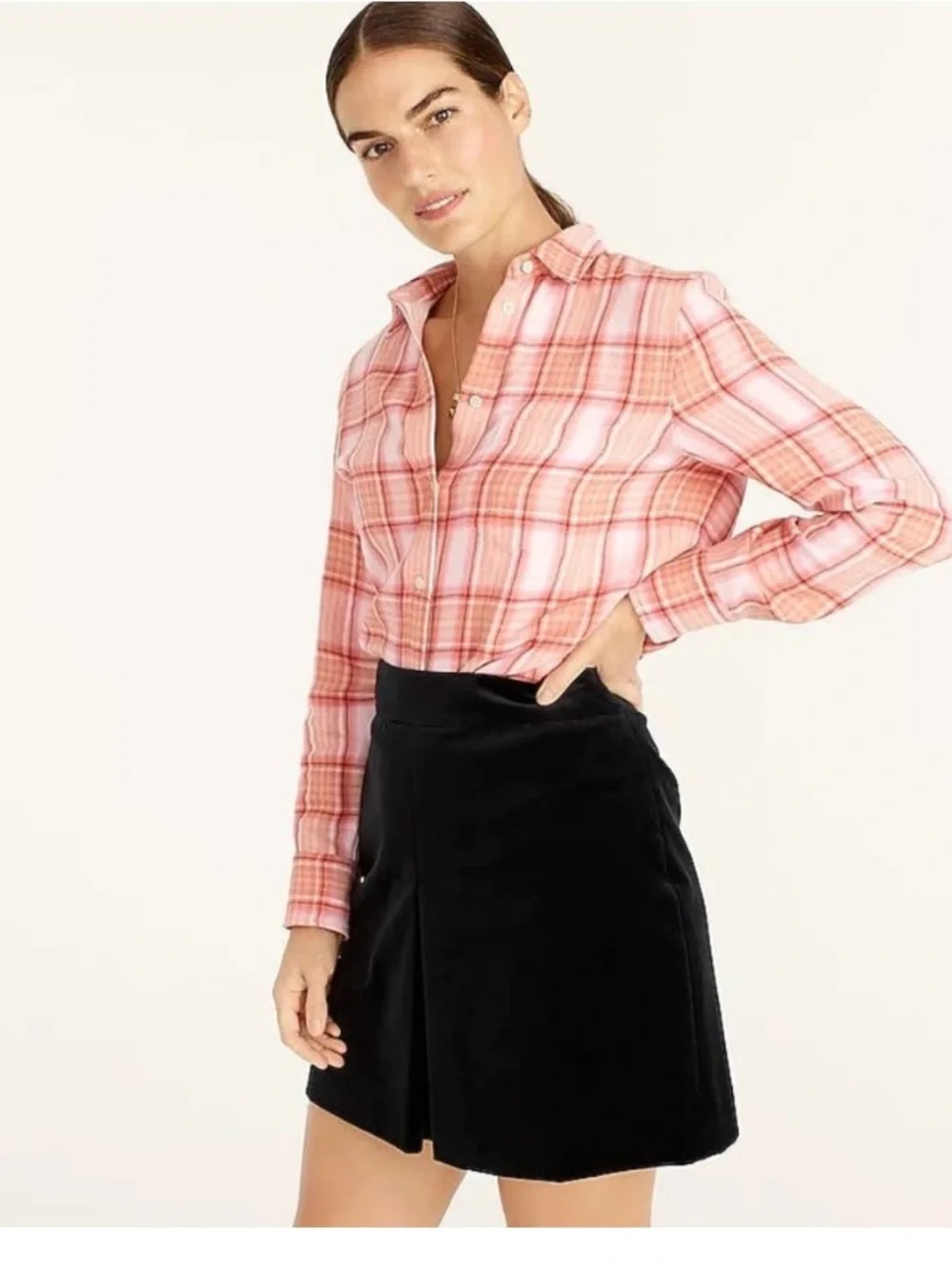 J. Crew Tartan Flannel Shirt size 0 BD785